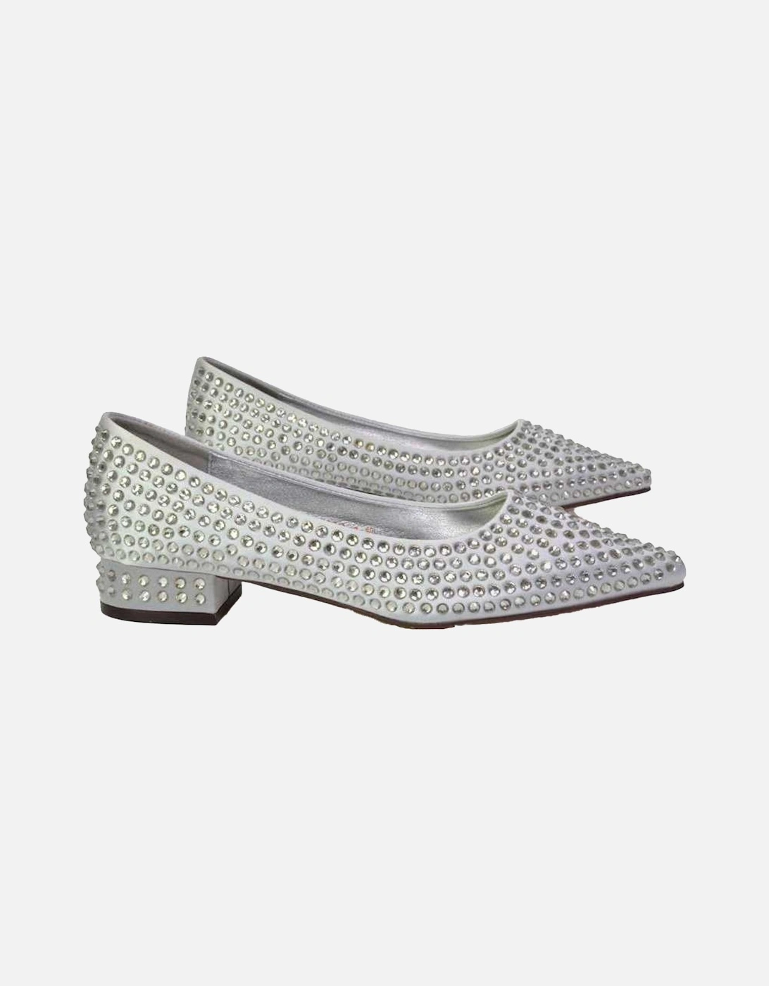 Womens/Ladies Gemini Diamante Wedding Low Block Heel Pumps