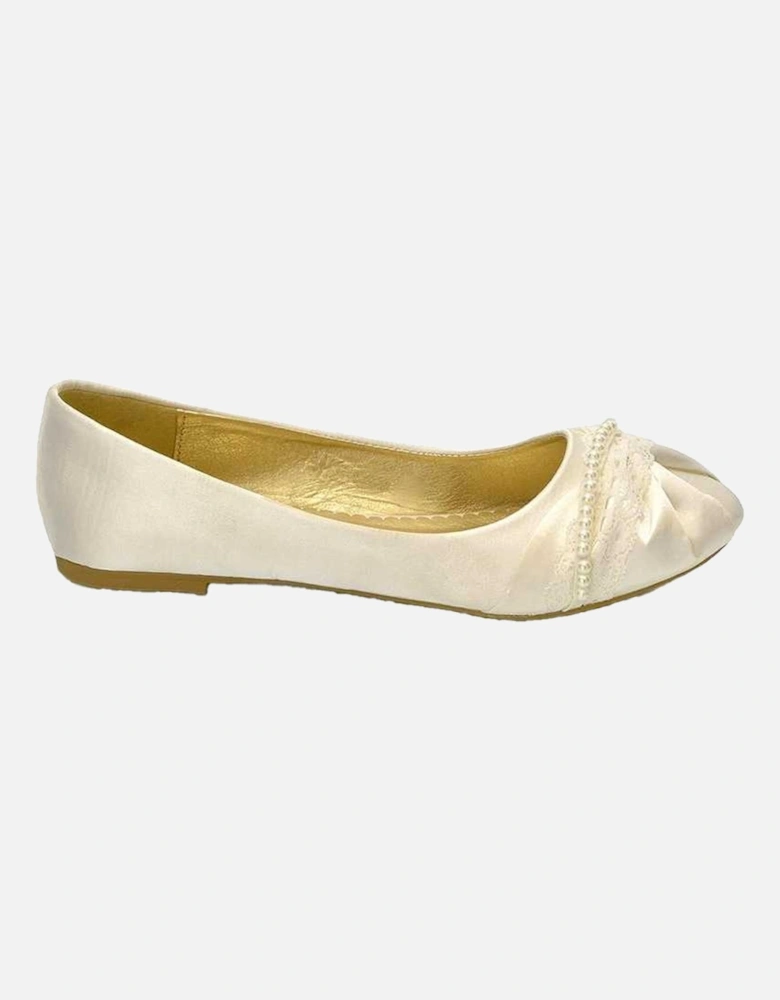 Womens/Ladies Pearly Bridal Ballerina Flats