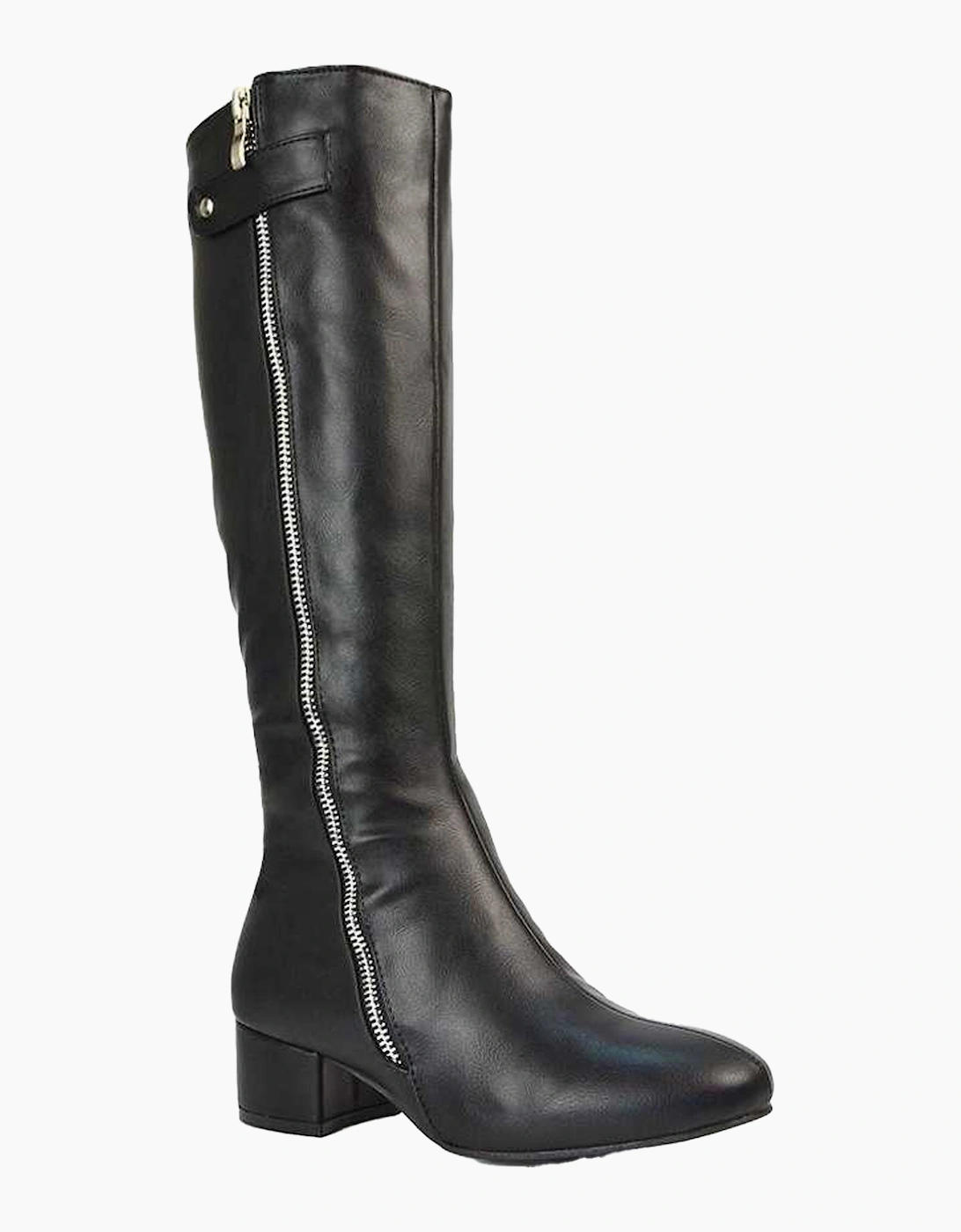 Womens/Ladies Darcy Knee-High Low Block Heel Boots, 5 of 4