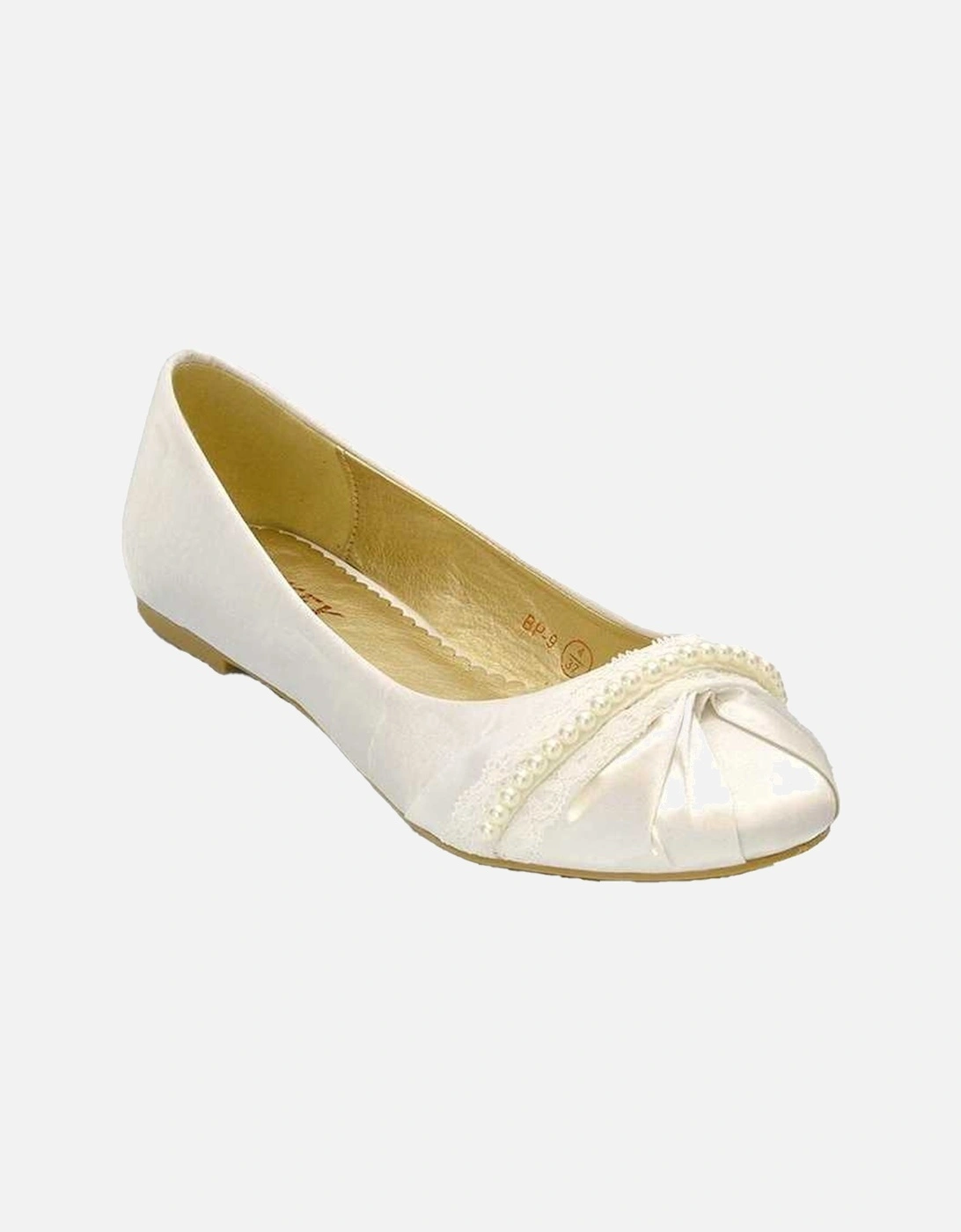 Womens/Ladies Pearly Bridal Ballerina Flats, 5 of 4