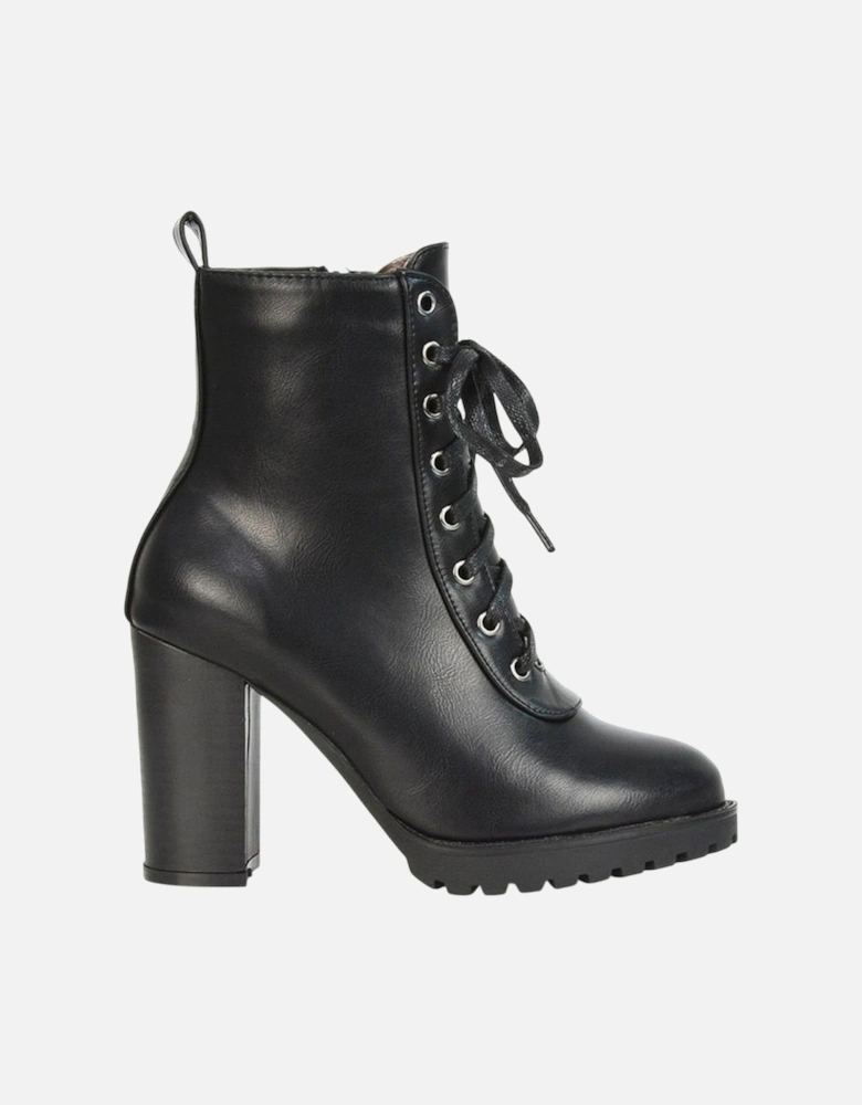 Womens/Ladies Ariel Zip High Block Heel Biker Boots