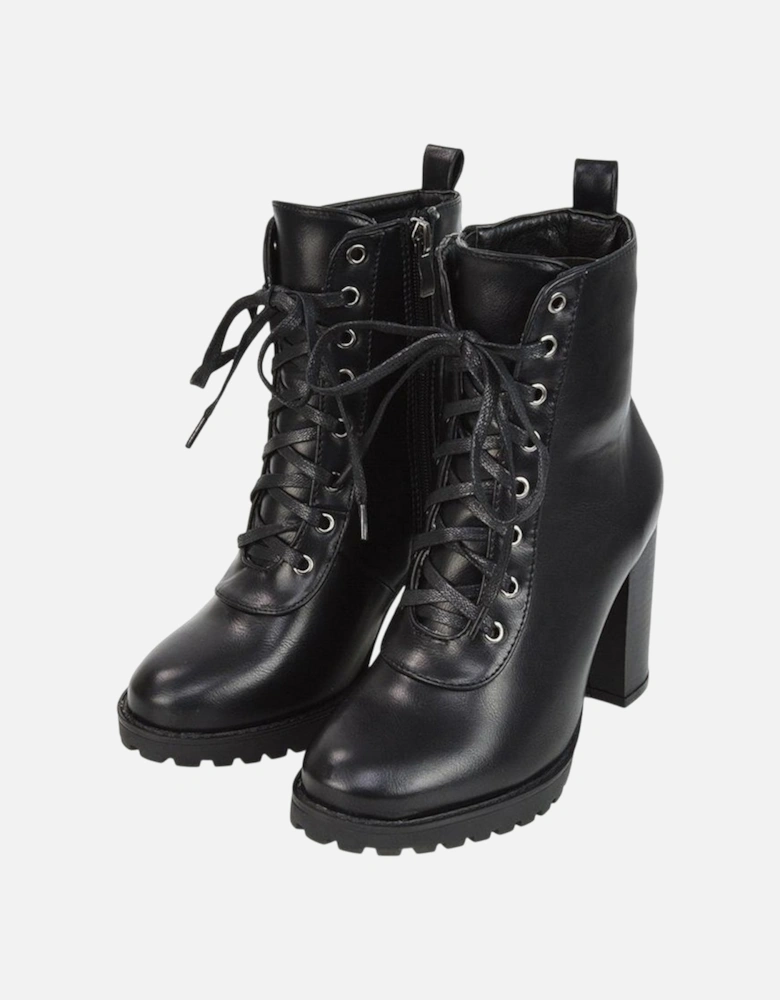 Womens/Ladies Ariel Zip High Block Heel Biker Boots