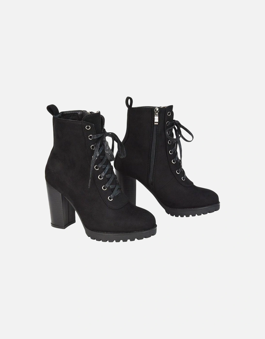 Womens/Ladies Ariel Zip High Block Heel Biker Boots