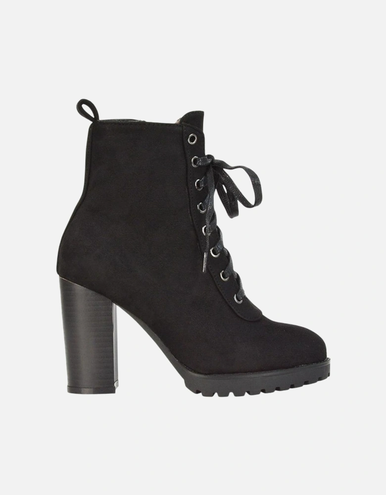 Womens/Ladies Ariel Zip High Block Heel Biker Boots