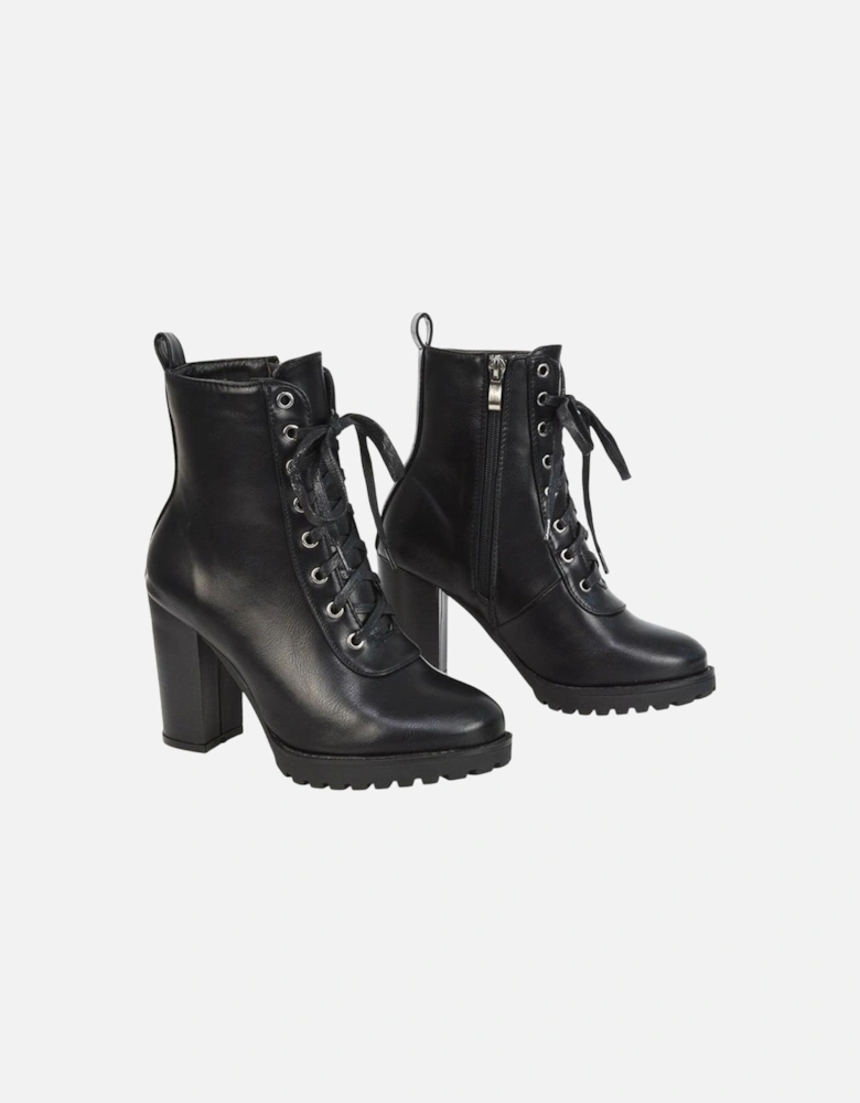 Womens/Ladies Ariel Zip High Block Heel Biker Boots