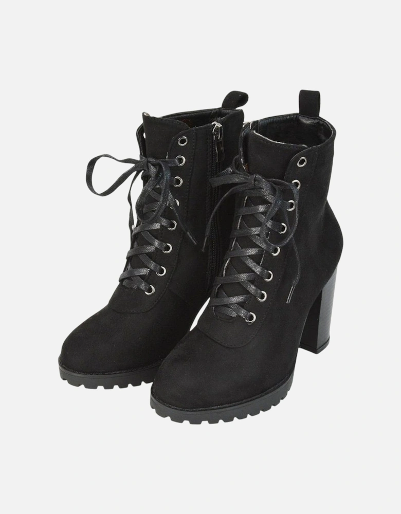 Womens/Ladies Ariel Zip High Block Heel Biker Boots