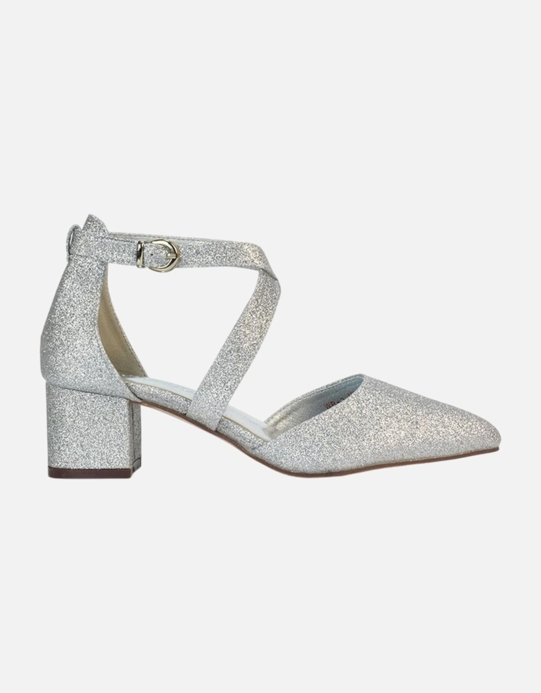 Womens/Ladies Cynthia Pointed Medium Block Heel Court Shoes