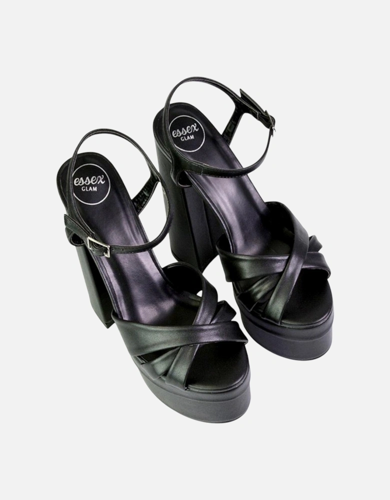 Womens/Ladies Anya Chunky Strappy High Block Heel High Heels