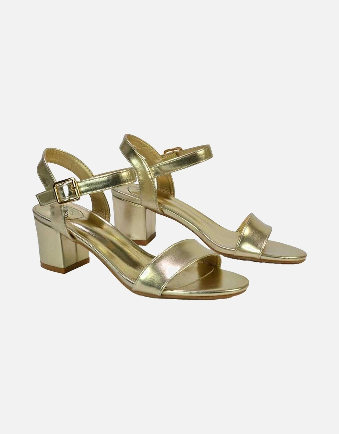 Womens/Ladies Jessica Strappy Metallic Mid High Block Sandals