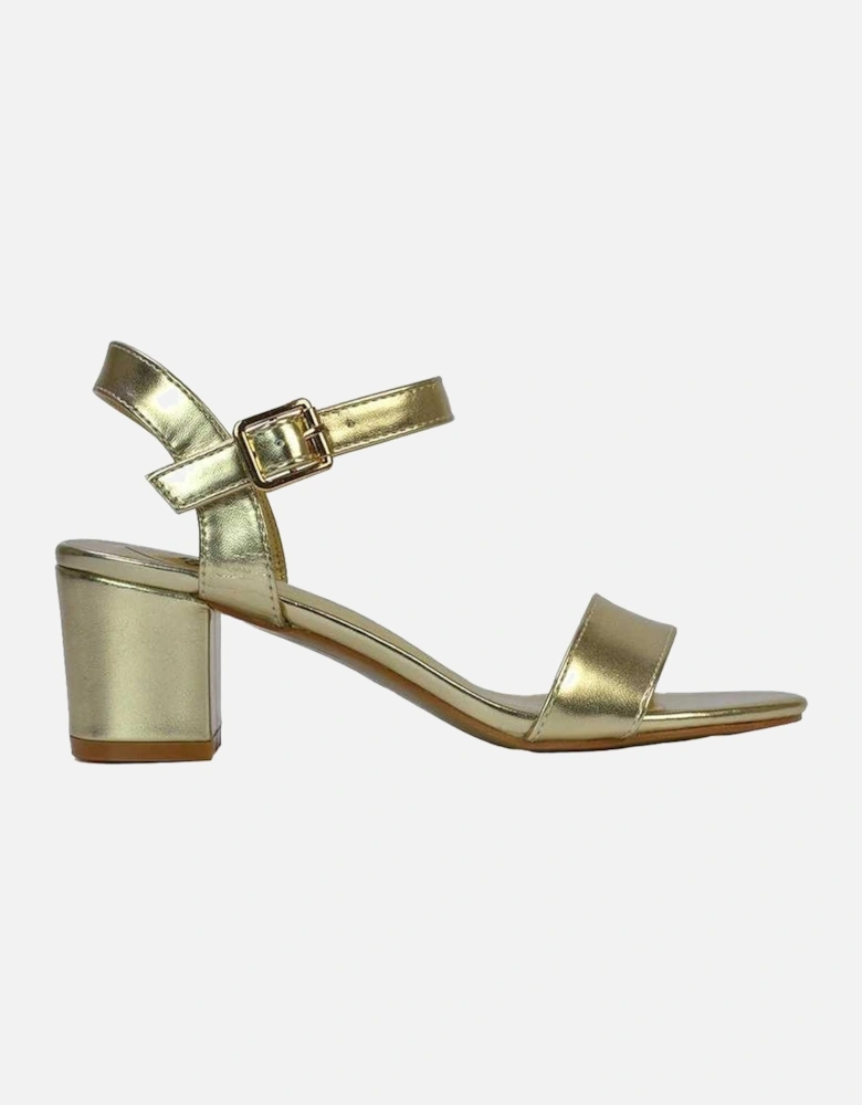 Womens/Ladies Jessica Strappy Metallic Mid High Block Sandals