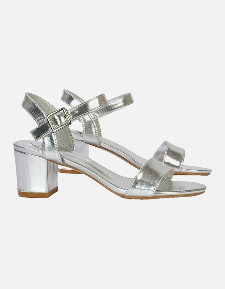 Womens/Ladies Jessica Strappy Metallic Mid High Block Sandals