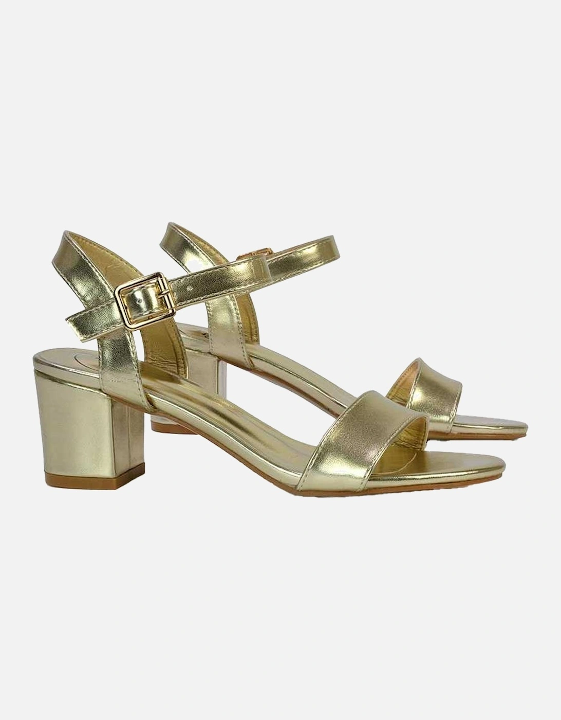 Womens/Ladies Jessica Strappy Metallic Mid High Block Sandals