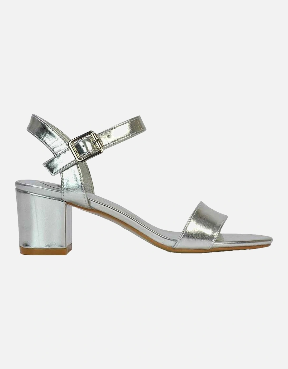 Womens/Ladies Jessica Strappy Metallic Mid High Block Sandals