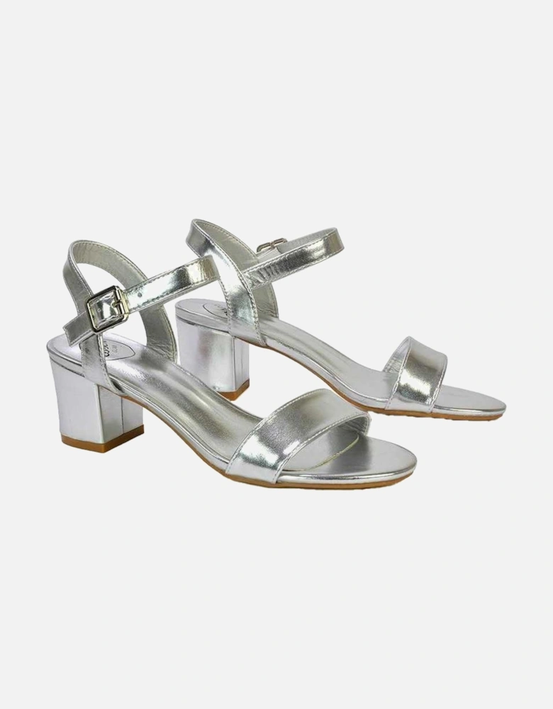 Womens/Ladies Jessica Strappy Metallic Mid High Block Sandals