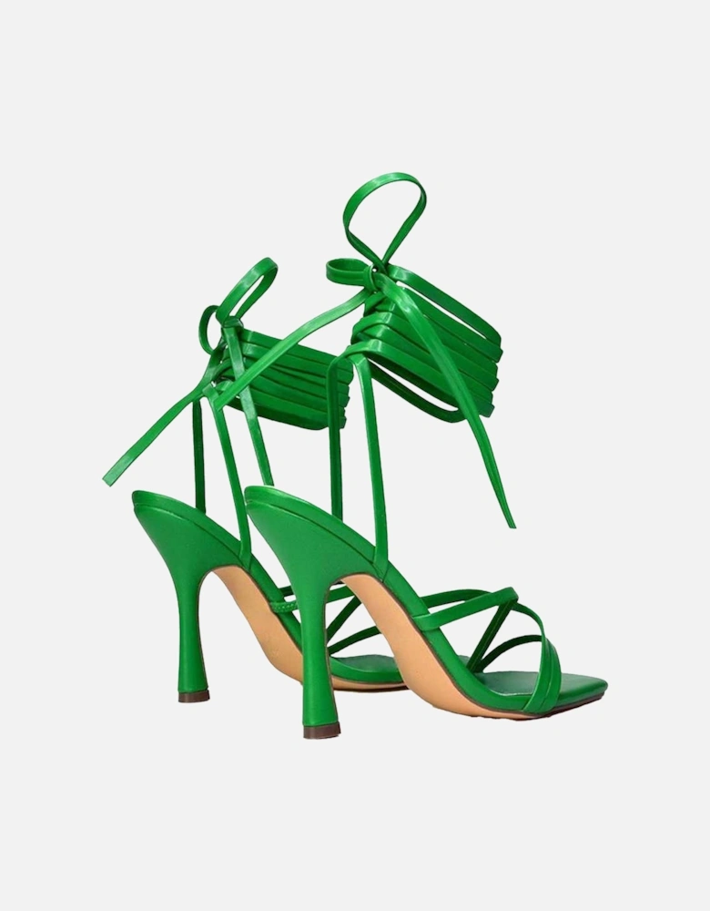 Womens/Ladies Kyra Square Toe Lace Up High Stiletto Heel Sandals