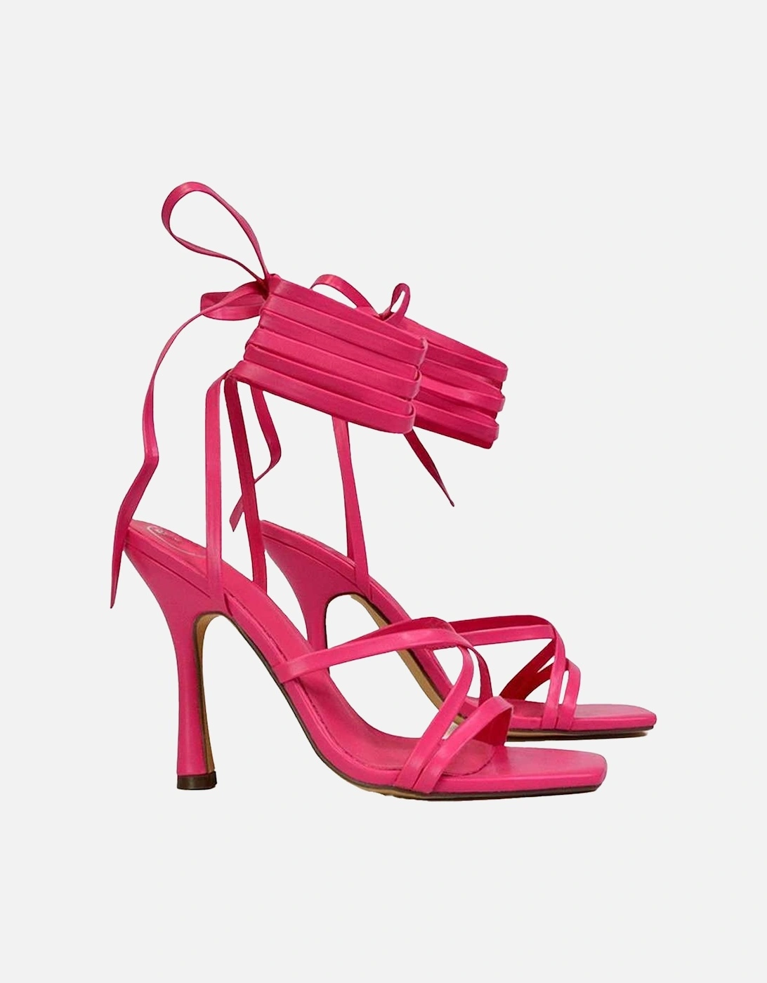 Womens/Ladies Kyra Square Toe Lace Up High Stiletto Heel Sandals, 5 of 4