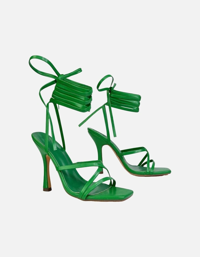 Womens/Ladies Kyra Square Toe Lace Up High Stiletto Heel Sandals