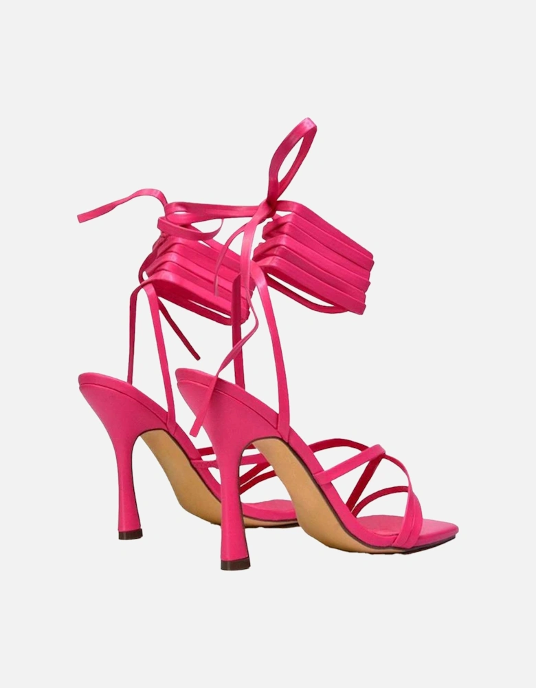 Womens/Ladies Kyra Square Toe Lace Up High Stiletto Heel Sandals