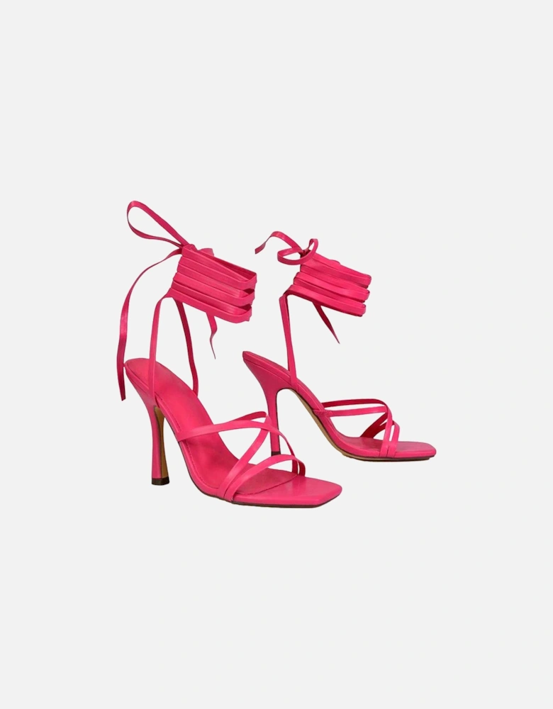 Womens/Ladies Kyra Square Toe Lace Up High Stiletto Heel Sandals