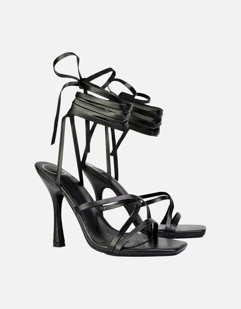 Womens/Ladies Kyra Square Toe Lace Up High Stiletto Heel Sandals