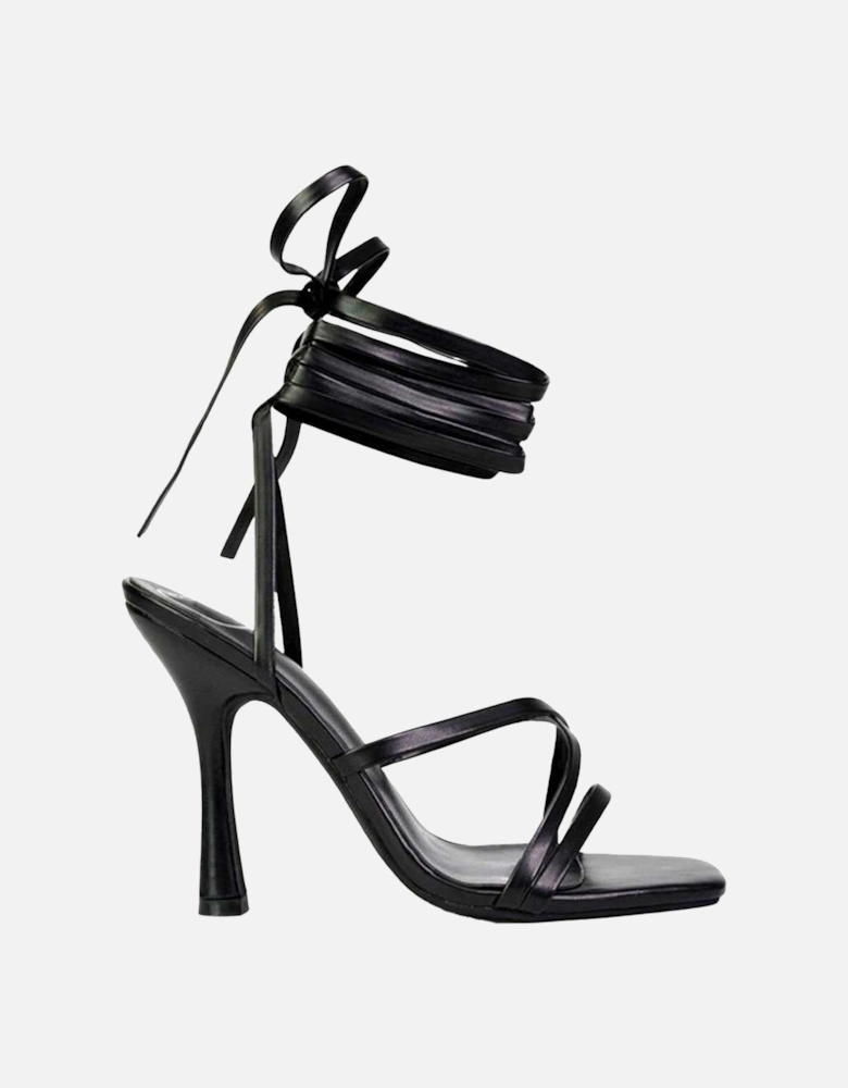 Womens/Ladies Kyra Square Toe Lace Up High Stiletto Heel Sandals