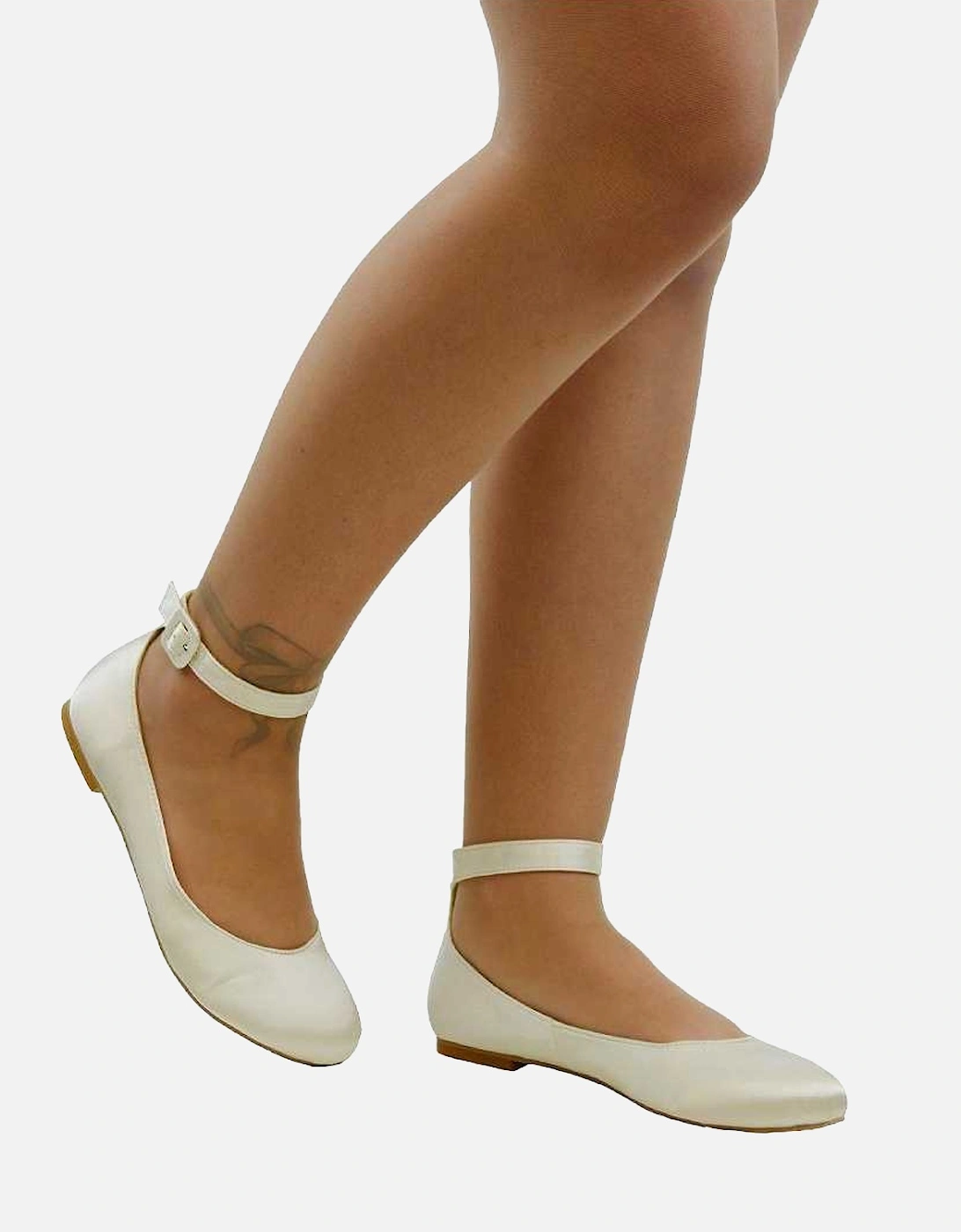 Womens/Ladies Kimmie Ankle Strap Ballerina Flats