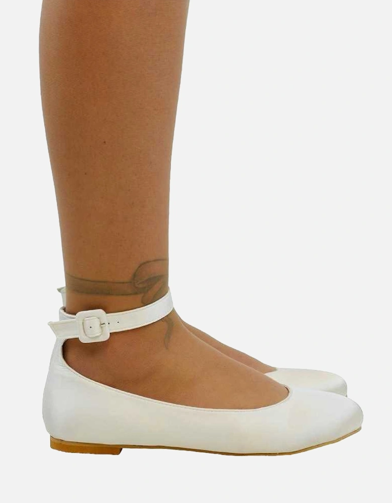 Womens/Ladies Kimmie Ankle Strap Ballerina Flats