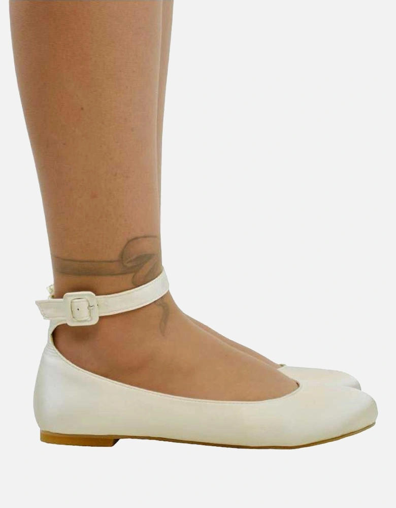 Womens/Ladies Kimmie Ankle Strap Ballerina Flats