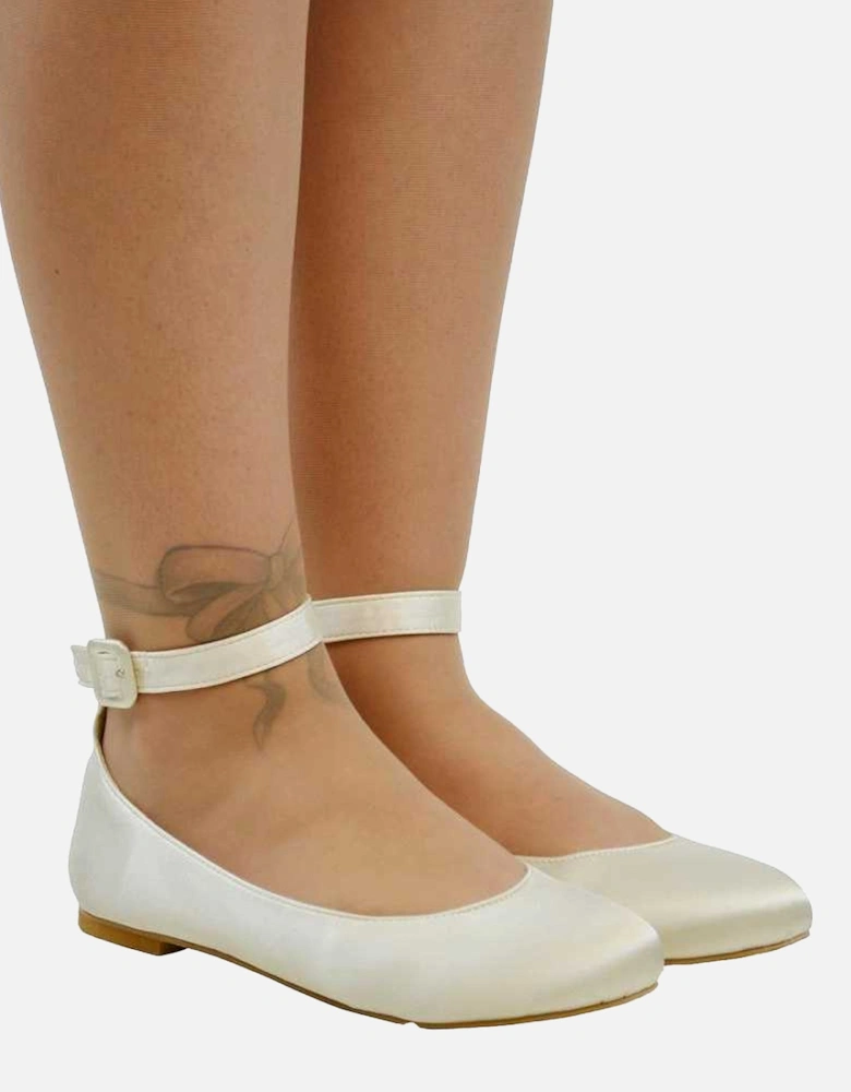 Womens/Ladies Kimmie Ankle Strap Ballerina Flats