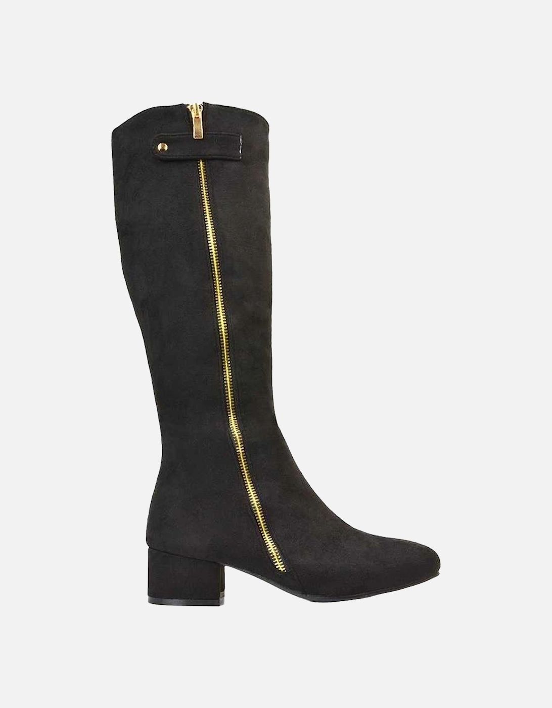 Womens/Ladies Darcy Zip Low Block Heel Knee-High Boots