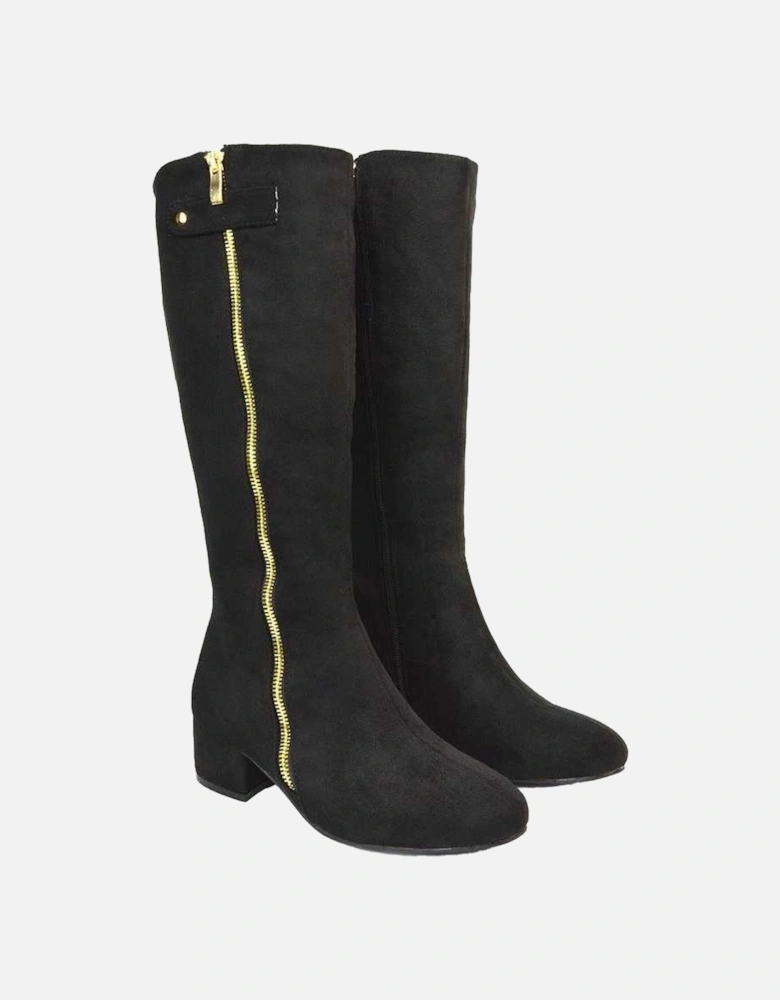 Womens/Ladies Darcy Zip Low Block Heel Knee-High Boots