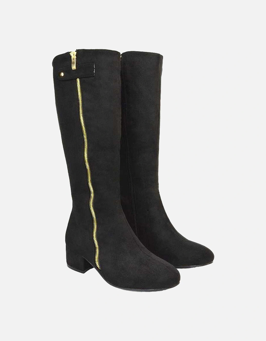 Womens/Ladies Darcy Zip Low Block Heel Knee-High Boots