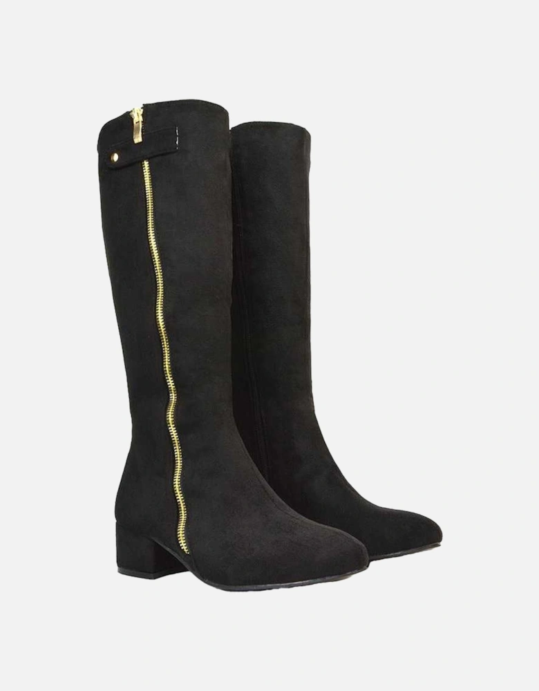 Womens/Ladies Darcy Zip Low Block Heel Knee-High Boots