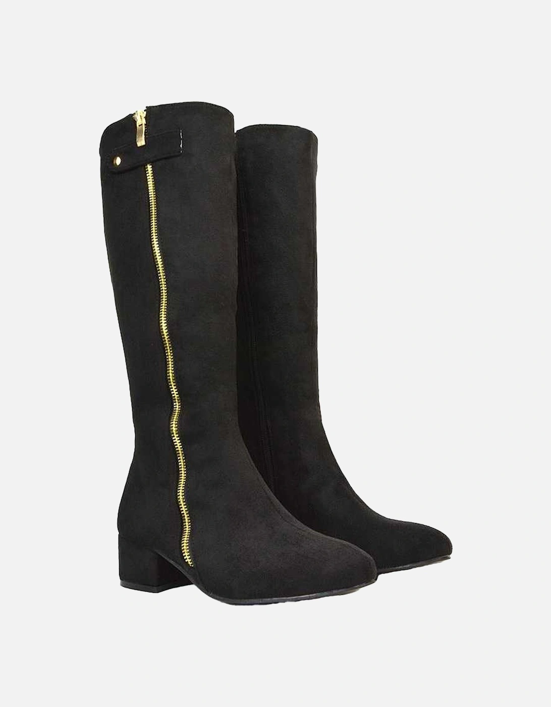 Womens/Ladies Darcy Zip Low Block Heel Knee-High Boots