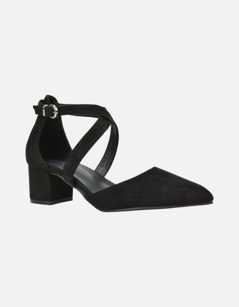 Womens/Ladies Cynthia Ankle Strap Mid Block Heel Court Shoes