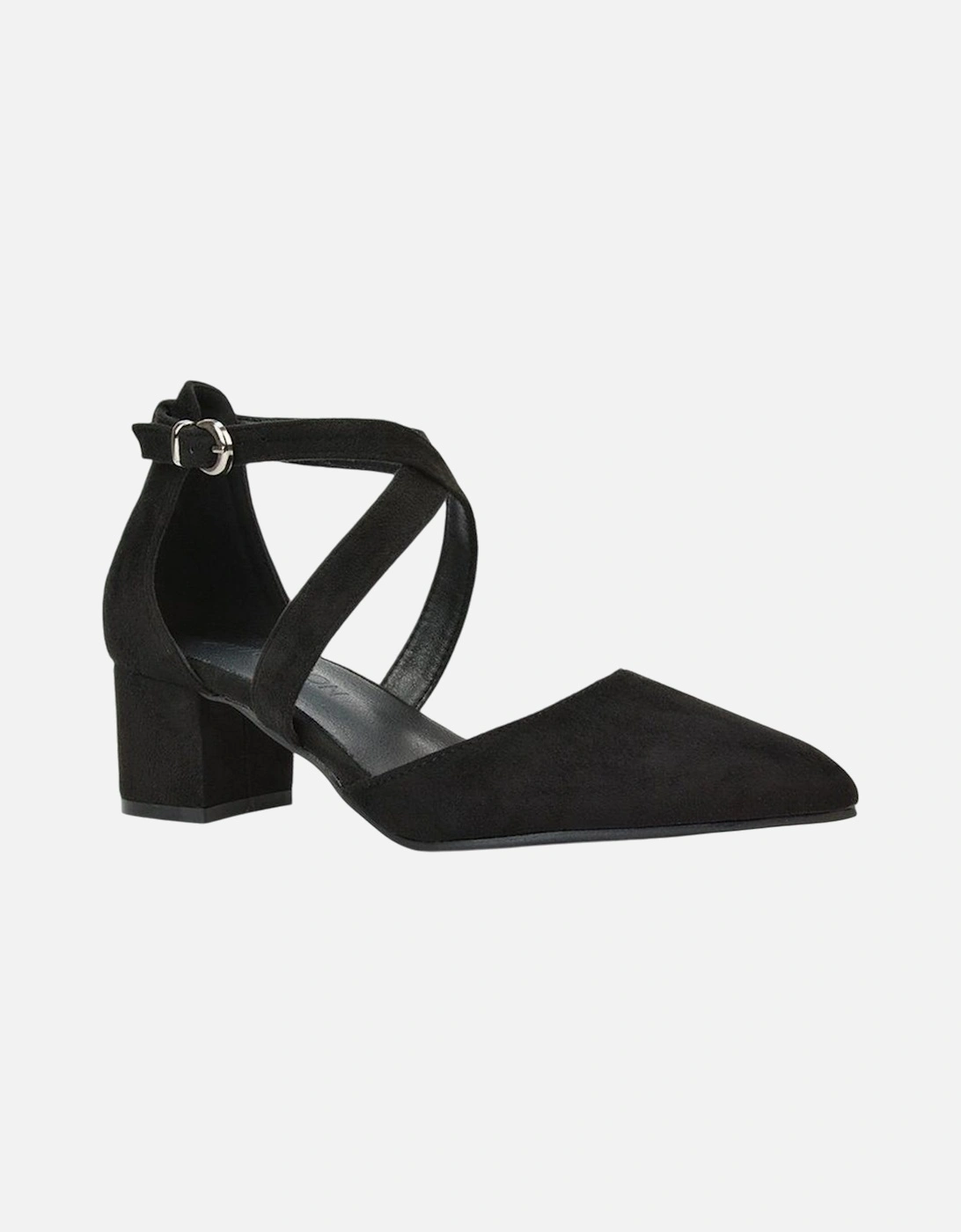 Womens/Ladies Cynthia Ankle Strap Mid Block Heel Court Shoes