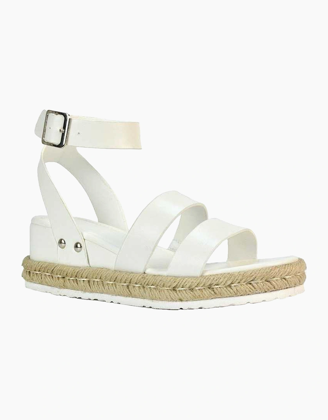 Women's XY London Womens/Ladies Brook Platform Low Wedge Sandals - White - Size: 3