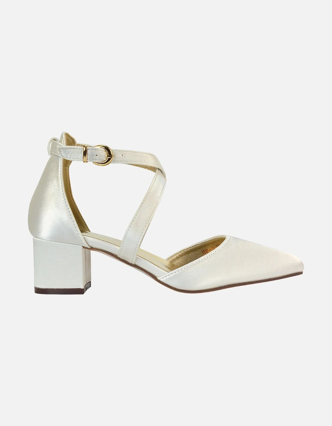 Womens/Ladies Cynthia Ankle Strap Mid Block Heel Court Shoes