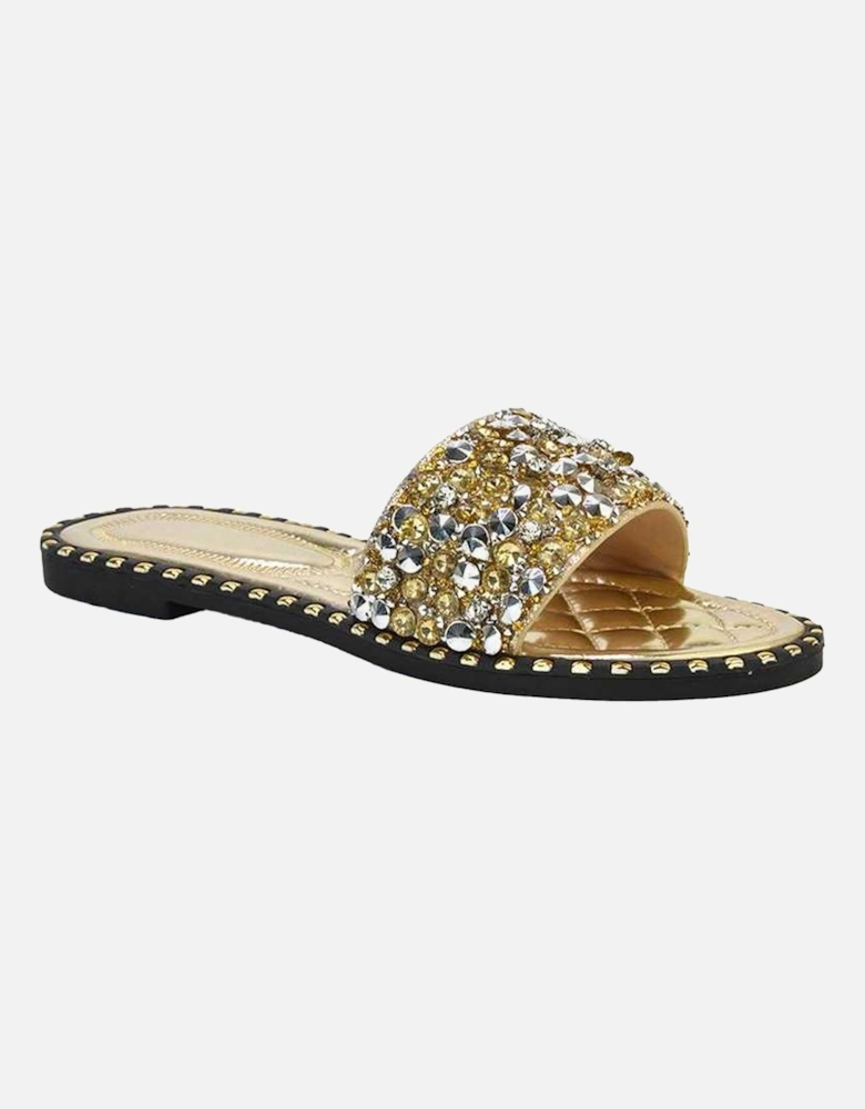 Womens/Ladies Khaleesi Diamante Flat Sandals