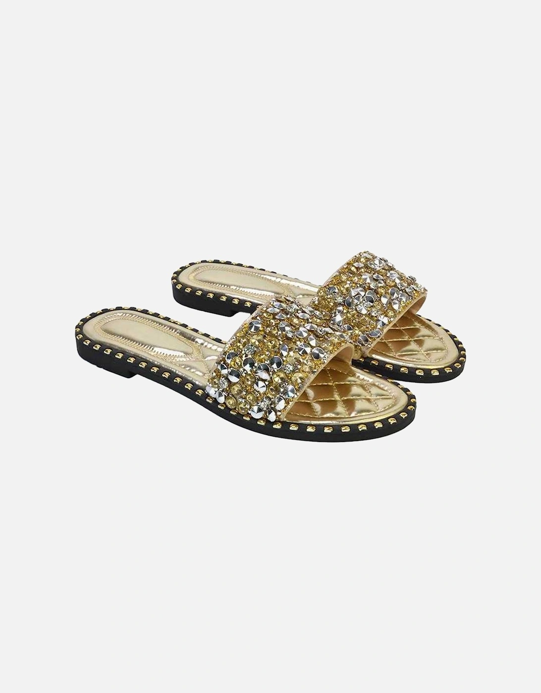 Womens/Ladies Khaleesi Diamante Flat Sandals