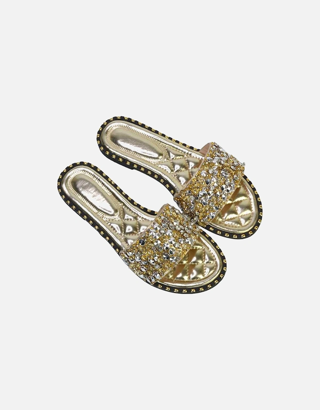 Womens/Ladies Khaleesi Diamante Flat Sandals