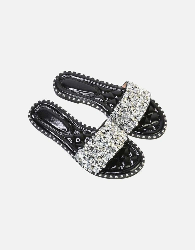 Womens/Ladies Khaleesi Diamante Flat Sandals