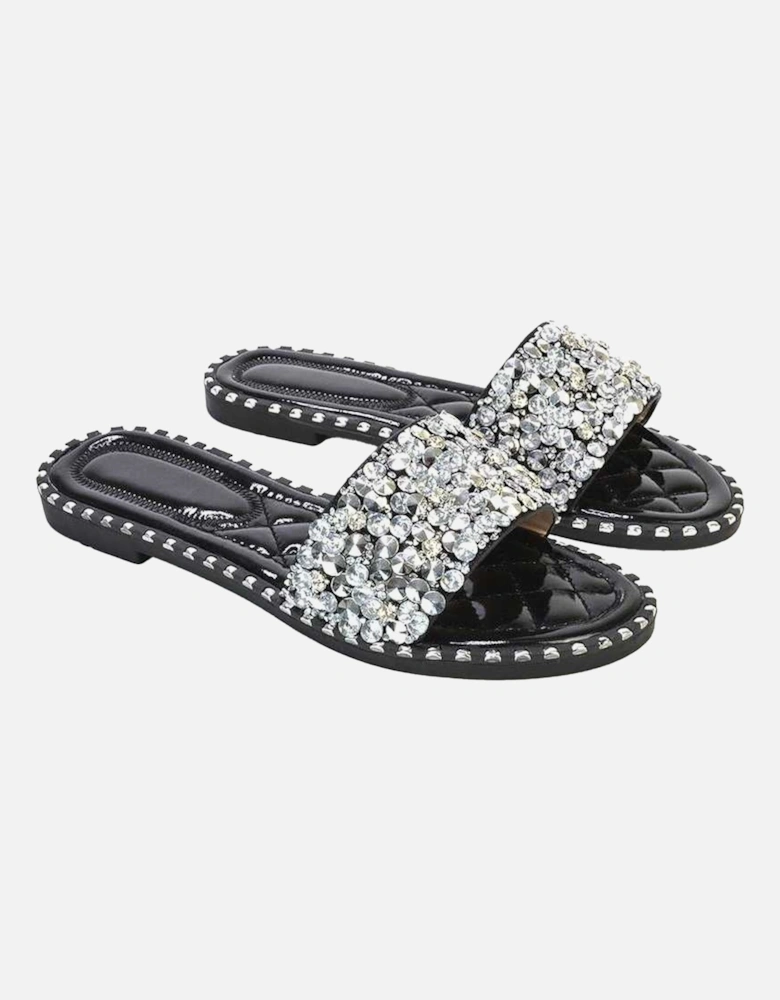 Womens/Ladies Khaleesi Diamante Flat Sandals