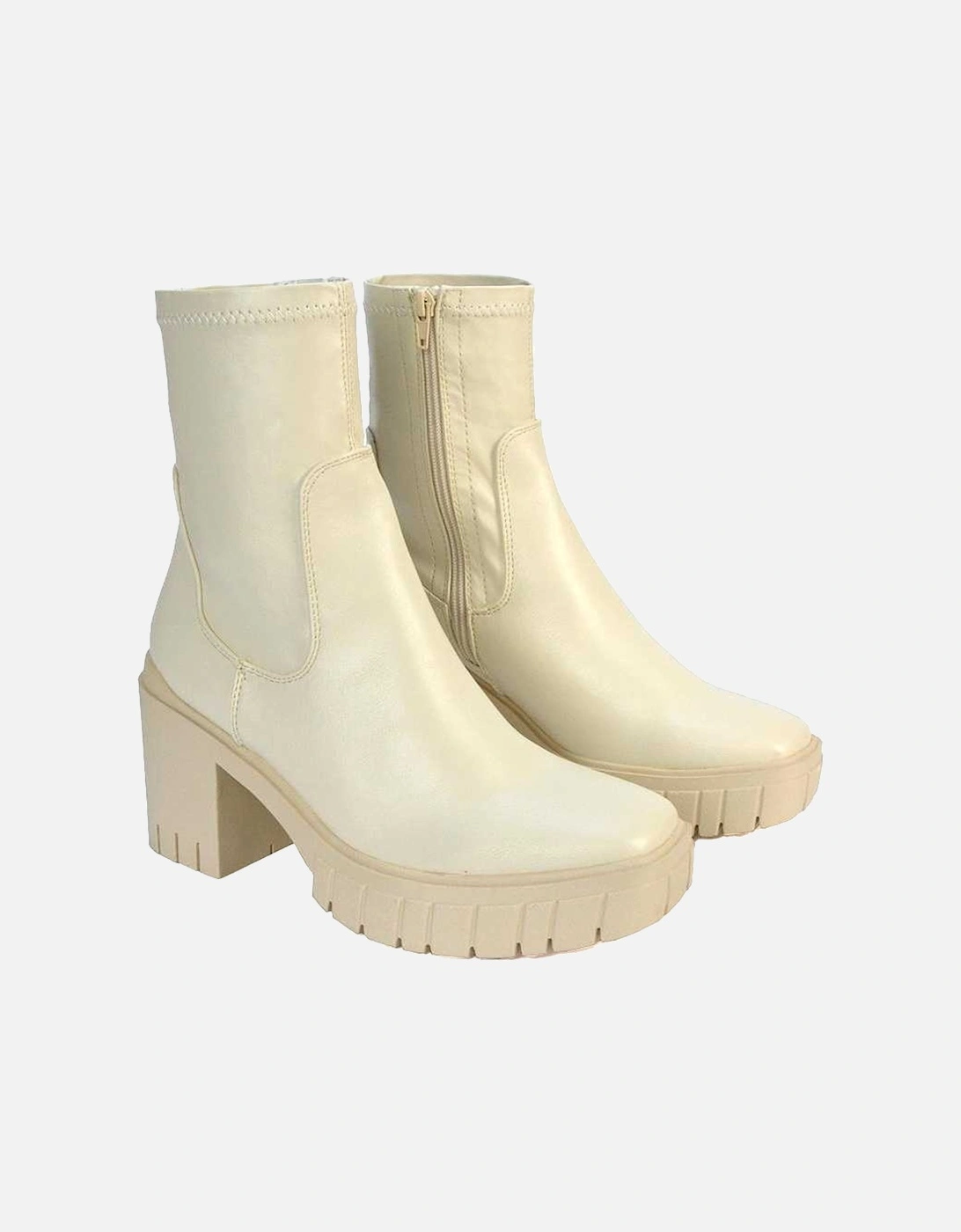 Womens/Ladies Ella Stretch Zip Platform Block Ankle Boots