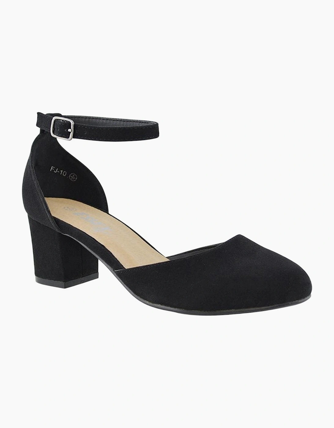 Women's XY London Womens/Ladies Billie-May Chunky Strappy Mid Block Heel Court Shoes - Black - Size: 7