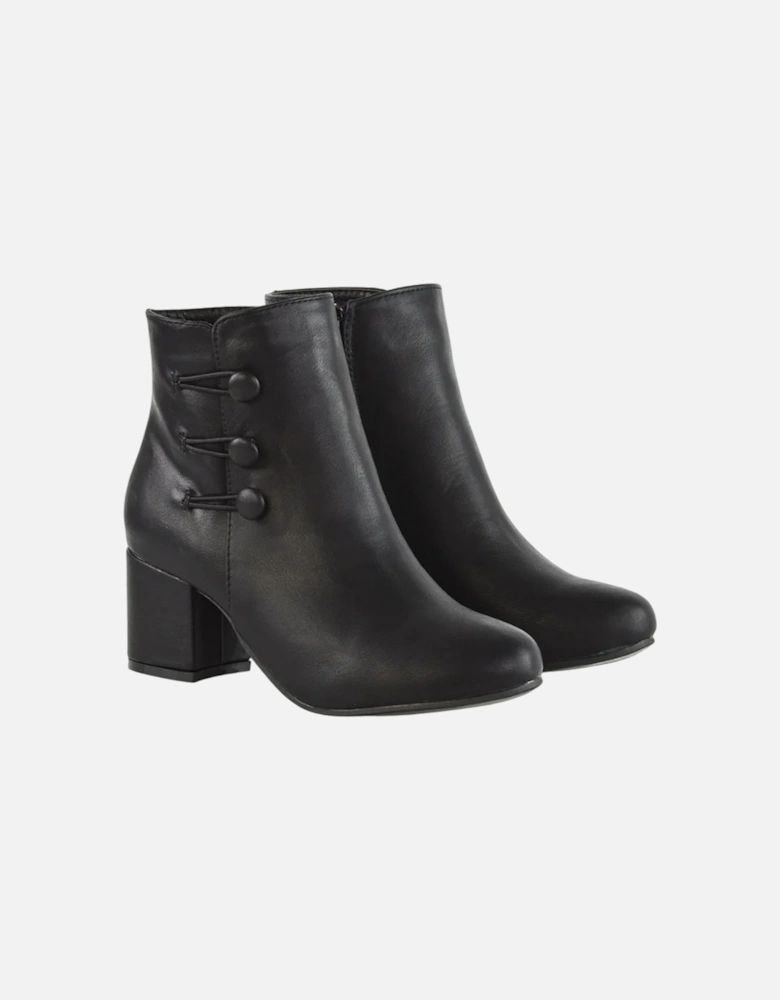 Womens/Ladies Ruth Button Low Mid Block Heel Ankle Boots