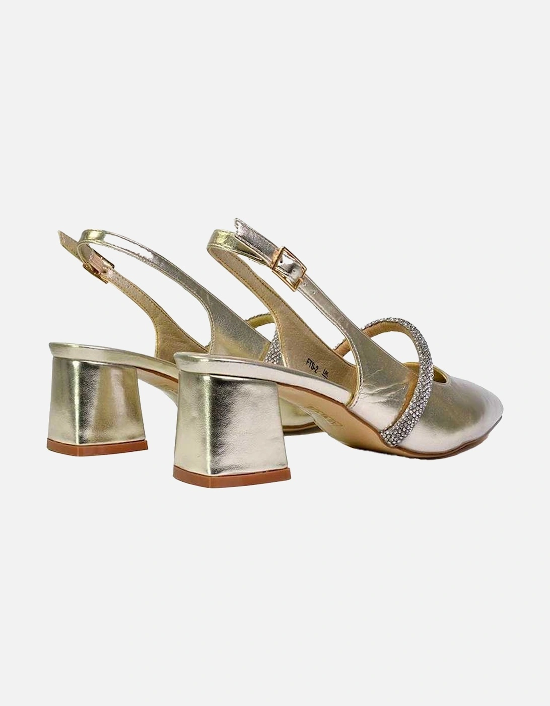 Womens/Ladies Sandie Diamante Pointed Medium Block Heel High Heels