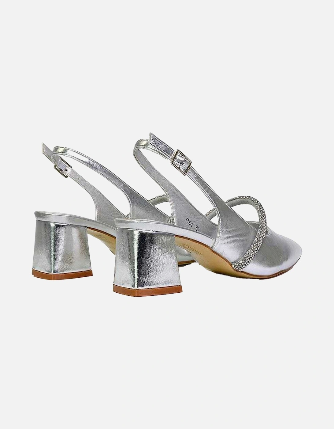 Womens/Ladies Sandie Diamante Pointed Medium Block Heel High Heels