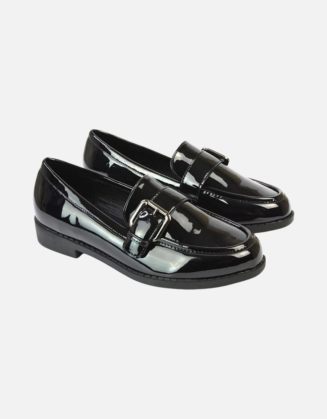 Womens/Ladies Kali Patent Chunky Sole Buckle Loafers, 6 of 5