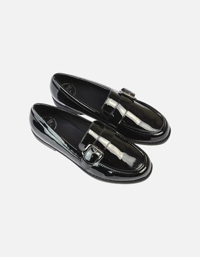 Womens/Ladies Kali Patent Chunky Sole Buckle Loafers
